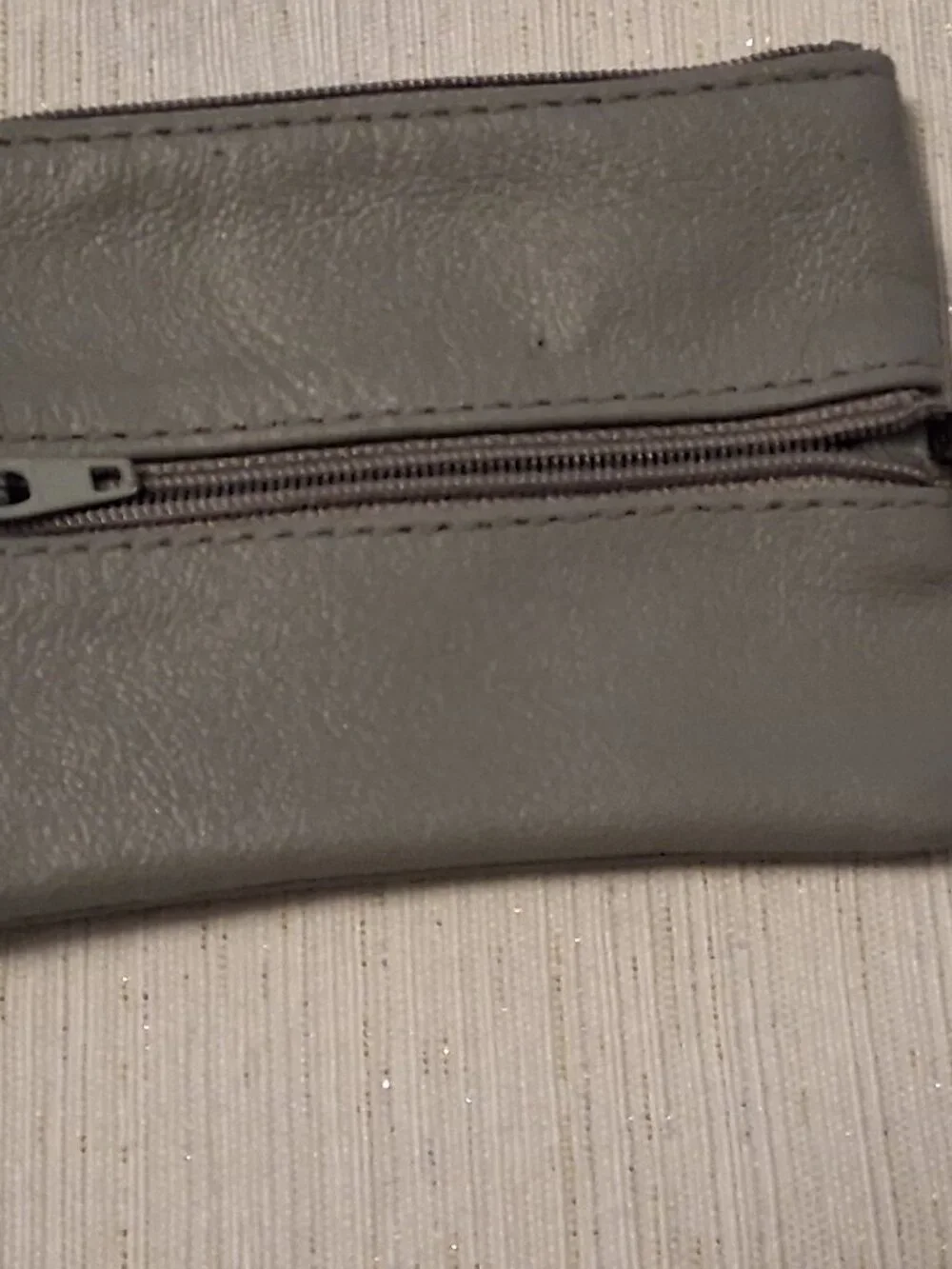 1987 Vintage Card Case Practical Card Key Holder Leather Wallet Gray Superskin